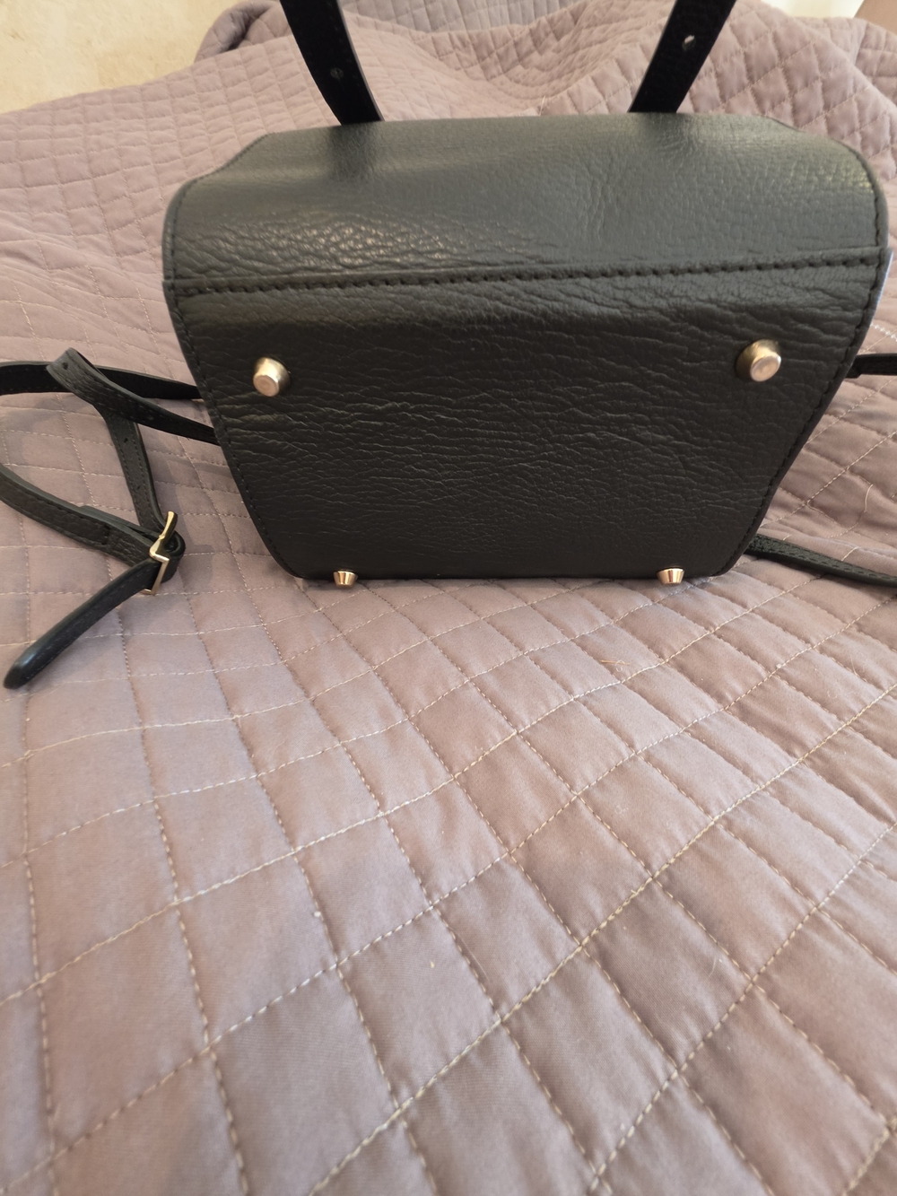 Black Pebbled Leather Mini Satchel - Picture 4 of 4